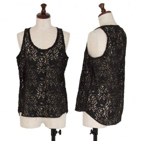 Theory Sheer Black Lace Layering Tank Top Sleeveless Floral size small - Picture 2 of 7